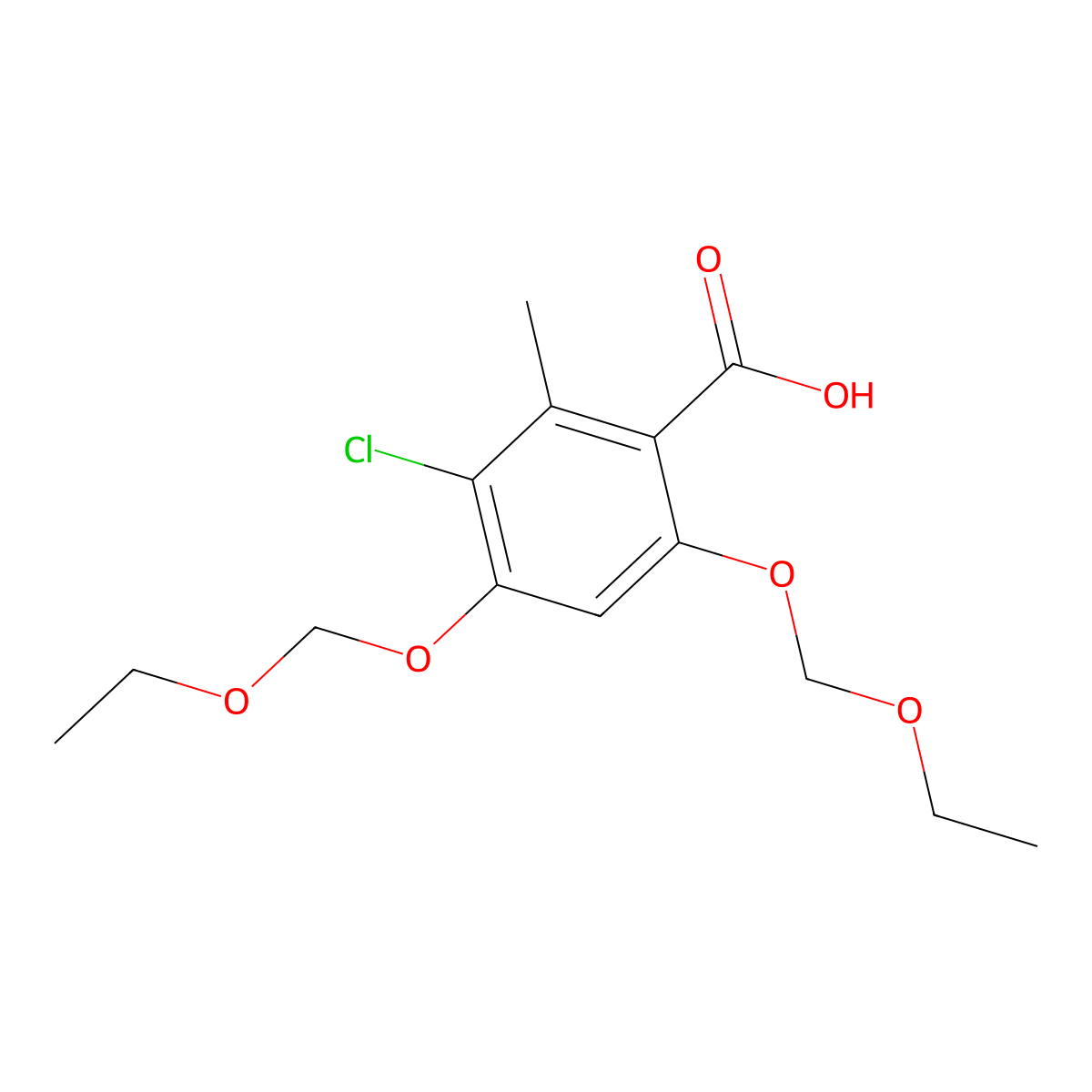 3-Chloro-4,6-bis(ethoxymethoxy)-2-methylbenzoic acid molecular structure, CAS 1007313-79-2