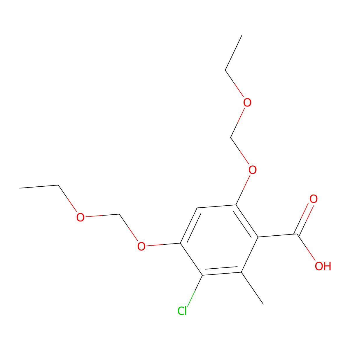 3-Chloro-4,6-bis(ethoxymethoxy)-2-methylbenzoic acid molecular structure, CAS 1007313-79-2