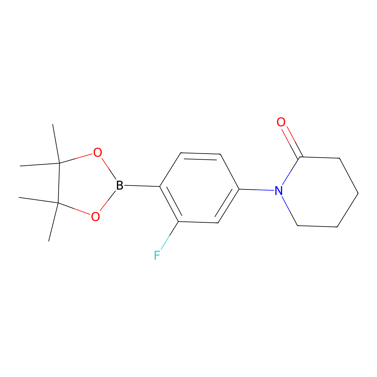 1-[3-Fluoro-4-(4,4,5,5-tetramethyl-1,3,2-dioxaborolan-2-YL)phenyl]-2-piperidinone molecular structure, CAS 1007346-44-2