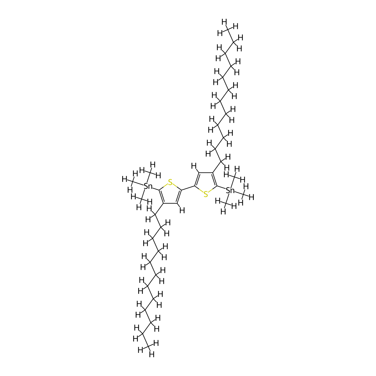 (4,4'-Didodecyl-[2,2'-bithiophene]-5,5'-diyl)bis(trimethylstannane) molecular structure, CAS 1007347-63-8
