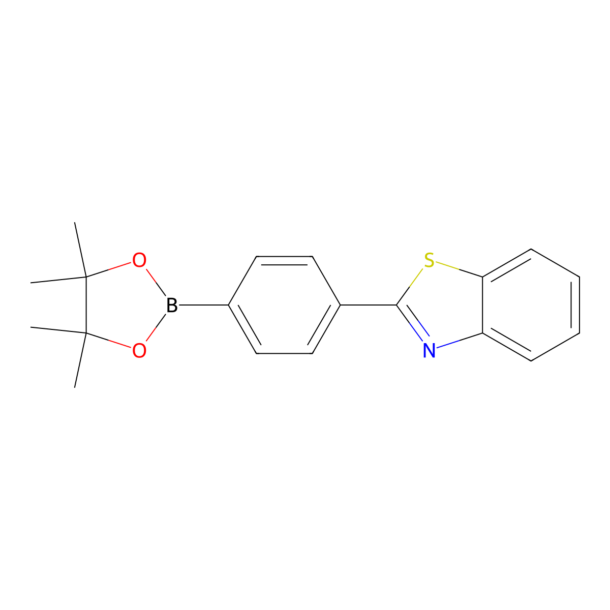2-(4-(4,4,5,5-Tetramethyl-1,3,2-dioxaborolan-2-yl)phenyl)benzo[d]thiazole molecular structure, CAS 1007375-81-6