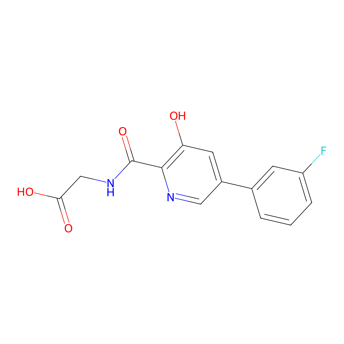 N-((5-(3-Fluorophenyl)-3-hydroxy-2-pyridinyl)carbonyl)glycine molecular structure, CAS 1007377-55-0