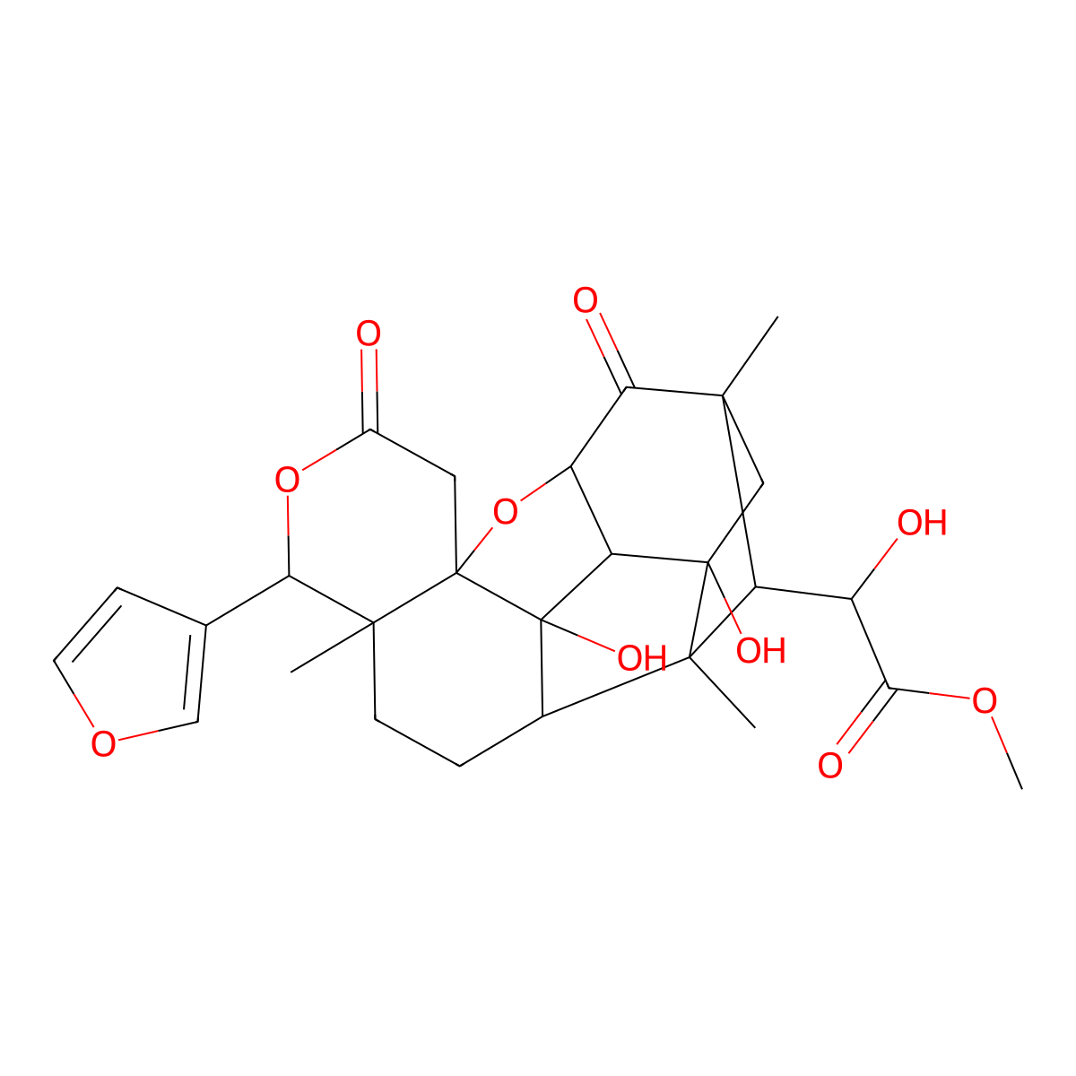 methyl (2S)-2-[(1S,2S,3S,4R,7S,8S,12R,14R,16R,17R,18S)-8-(furan-3-yl)-1,3-dihydroxy-7,16,18-trimethyl-10,15-dioxo-9,13-dioxahexacyclo[14.2.1.0^{2,14.0^{3,12.0^{4,18.0^{7,12]nonadecan-17-yl]-2-hydroxyacetate molecular structure, CAS 1007387-95-2