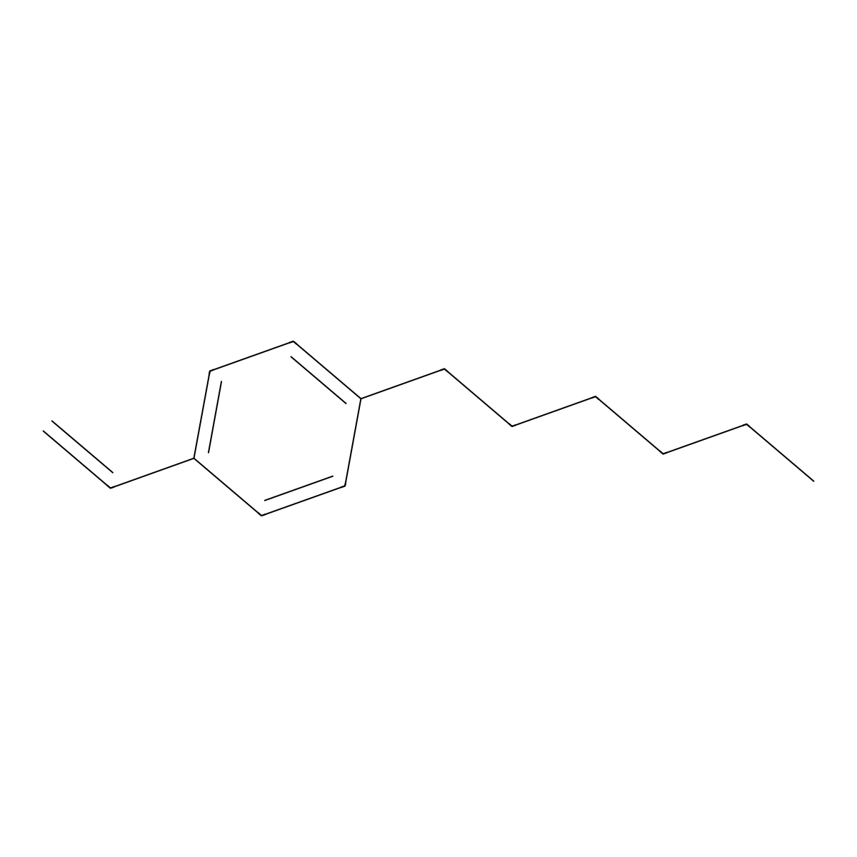 1-Ethenyl-4-hexylbenzene molecular structure, CAS 10074-43-8
