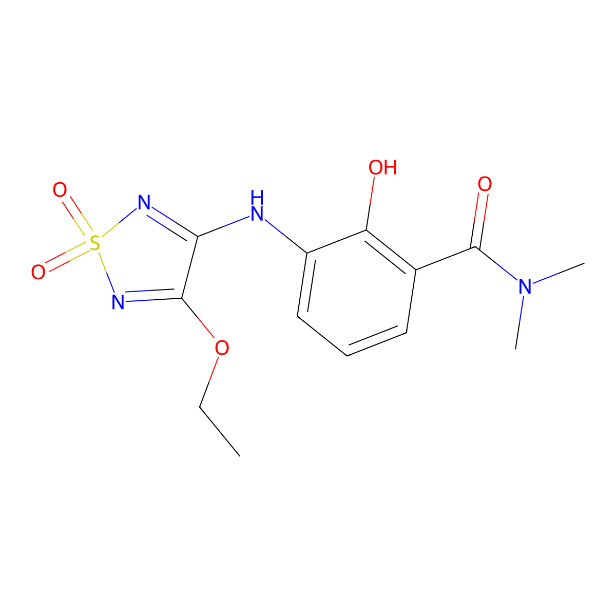 3-[(4-Ethoxy-1,1-dioxido-1,2,5-thiadiazol-3-yl)amino]-2-hydroxy-N,N-dimethylbenzamide molecular structure, CAS 1007404-14-9