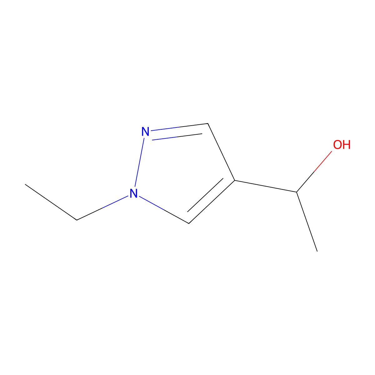 1-(1-ethyl-1H-pyrazol-4-yl)ethanol molecular structure, CAS 1007462-84-1