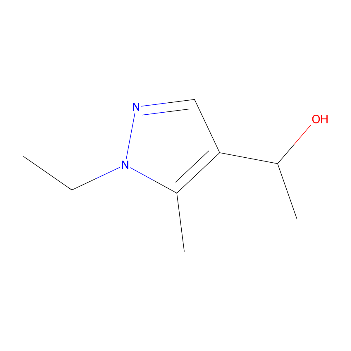 1-(1-ethyl-5-methyl-1H-pyrazol-4-yl)ethanol molecular structure, CAS 1007462-91-0
