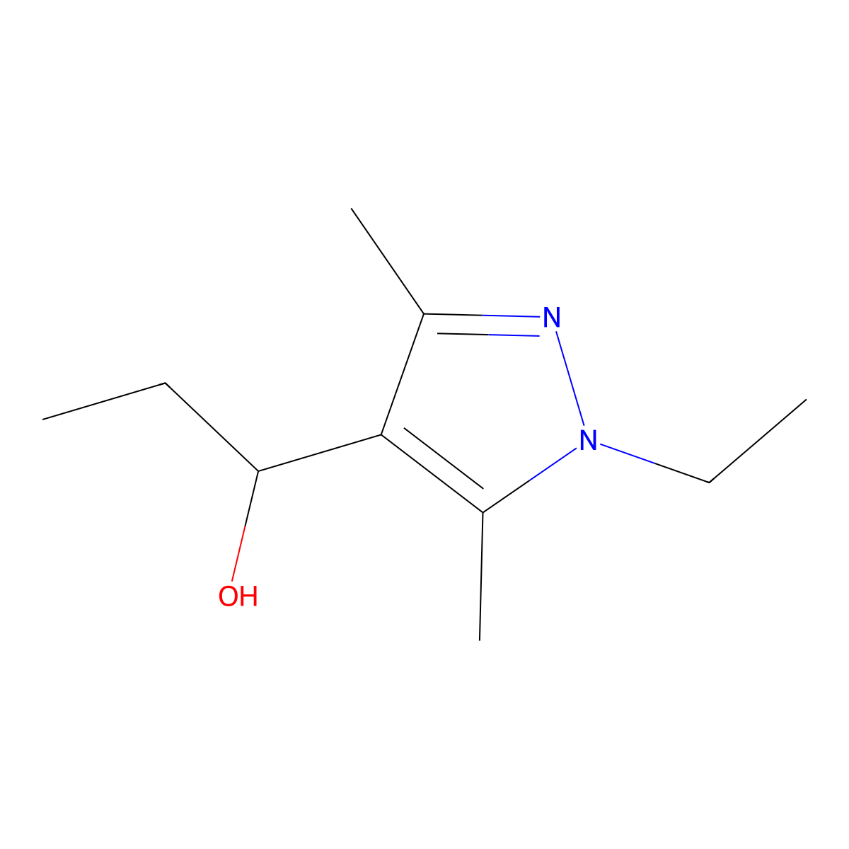 1-(1-ethyl-3,5-dimethyl-1H-pyrazol-4-yl)propan-1-ol molecular structure, CAS 1007463-61-7