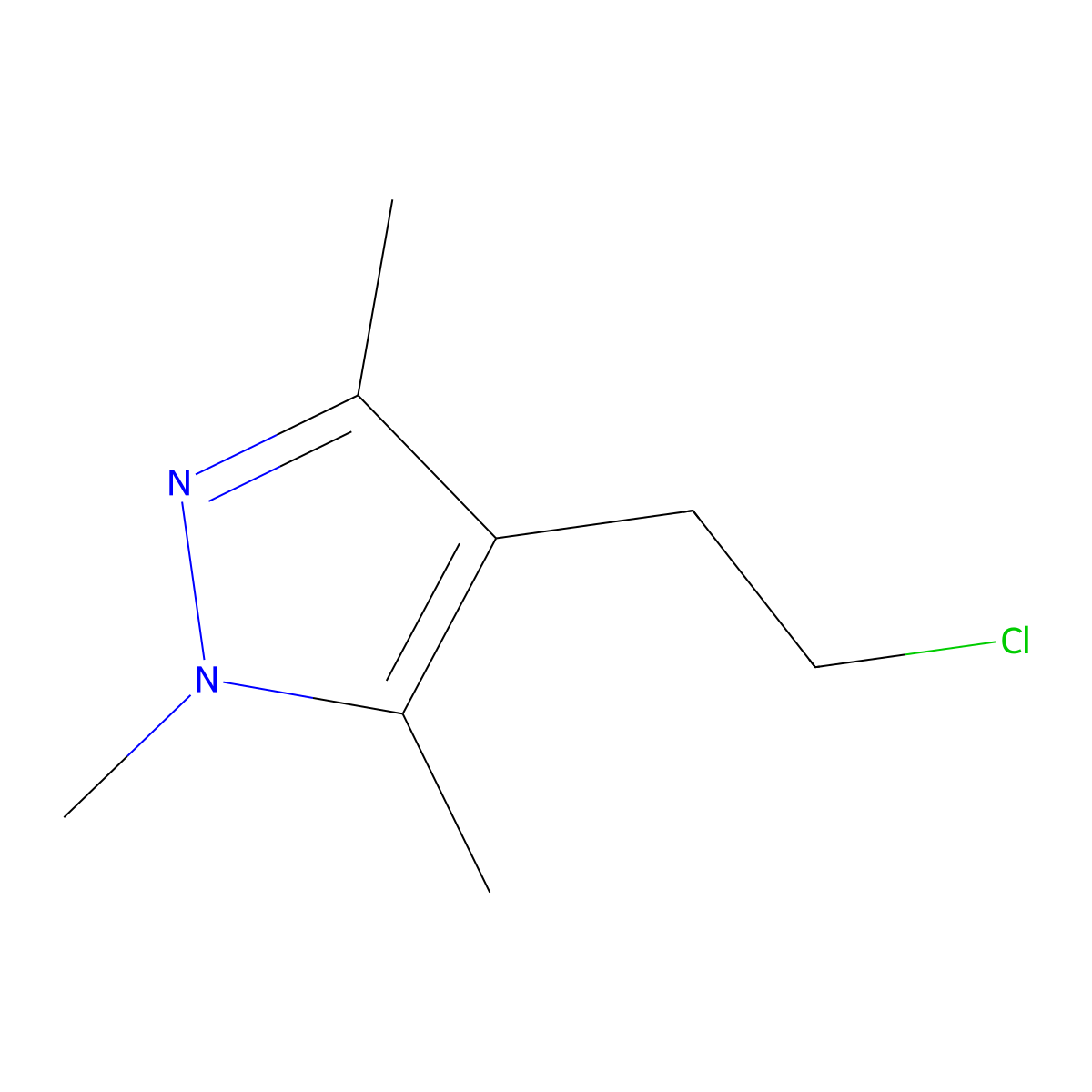 4-(2-chloroethyl)-1,3,5-trimethyl-1H-pyrazole molecular structure, CAS 1007463-91-3