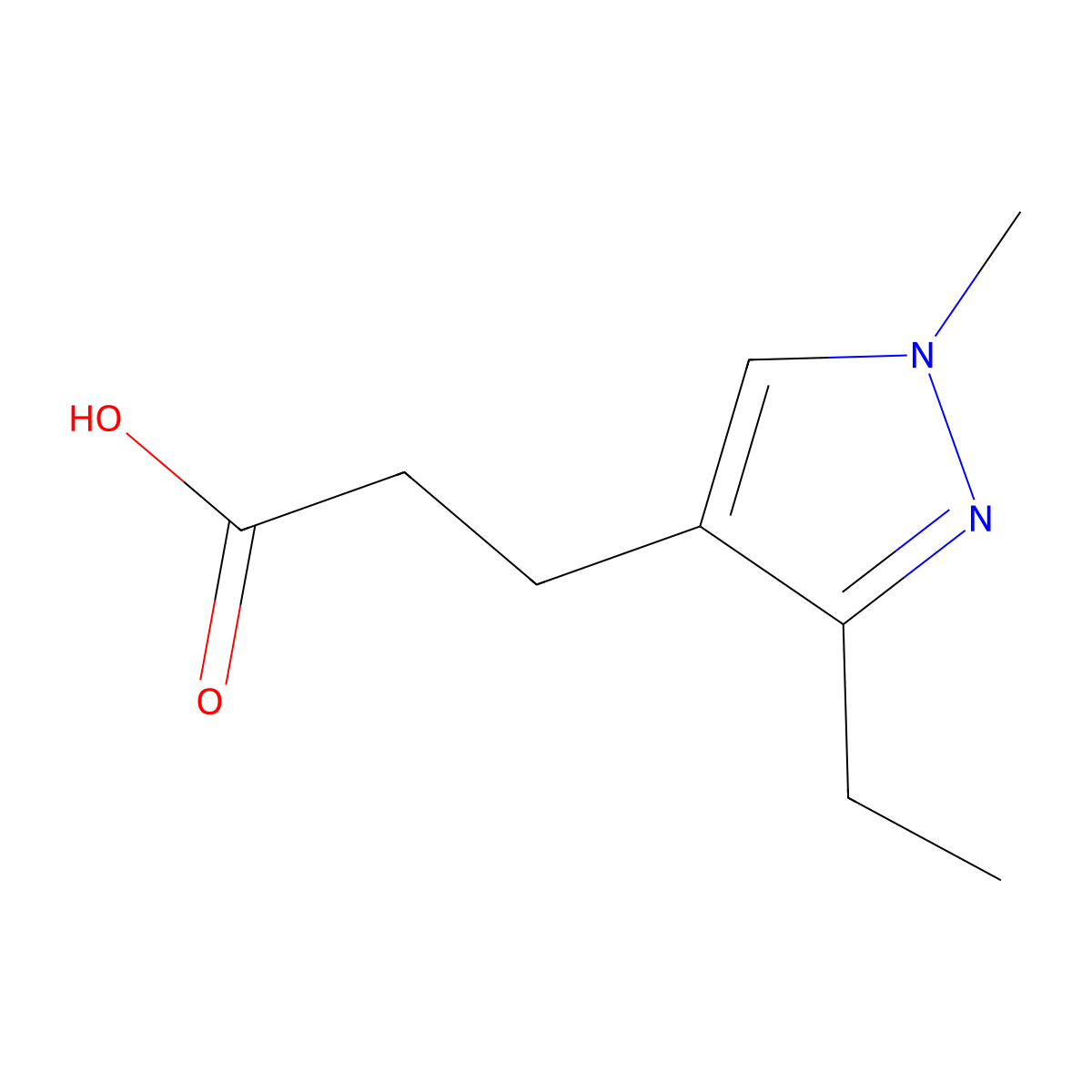 3-(3-ethyl-1-methyl-1H-pyrazol-4-yl)propanoic acid molecular structure, CAS 1007464-84-7