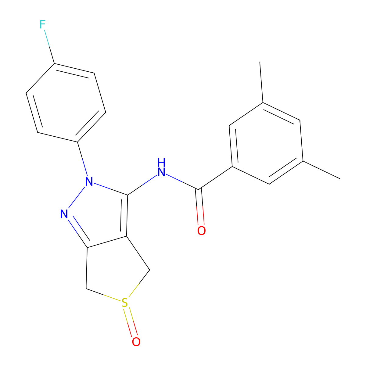 N-[2-(4-fluorophenyl)-5-oxo-4,6-dihydrothieno[3,4-c]pyrazol-3-yl]-3,5-dimethylbenzamide molecular structure, CAS 1007475-46-8