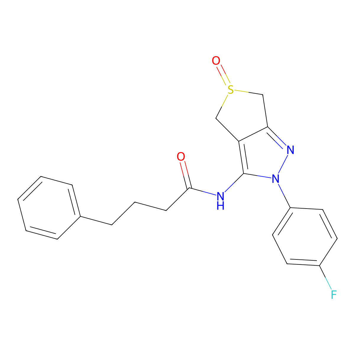 N-(2-(4-fluorophenyl)-5-oxido-4,6-dihydro-2H-thieno[3,4-c]pyrazol-3-yl)-4-phenylbutanamide molecular structure, CAS 1007475-91-3