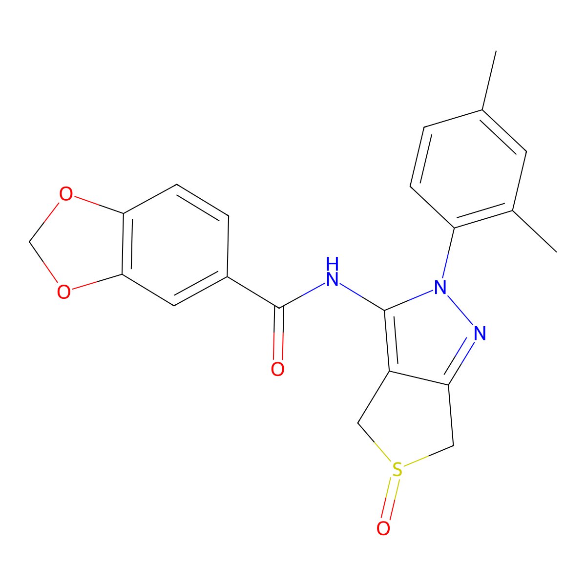 N-[2-(2,4-dimethylphenyl)-5-oxo-4,6-dihydrothieno[3,4-c]pyrazol-3-yl]-1,3-benzodioxole-5-carboxamide molecular structure, CAS 1007476-07-4