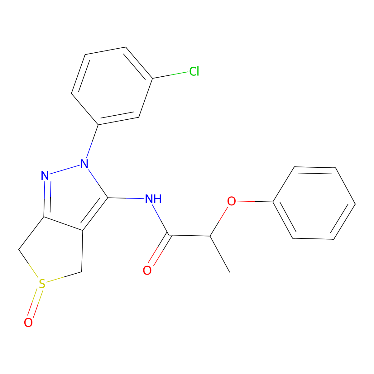 N-(2-(3-chlorophenyl)-5-oxido-4,6-dihydro-2H-thieno[3,4-c]pyrazol-3-yl)-2-phenoxypropanamide molecular structure, CAS 1007476-39-2