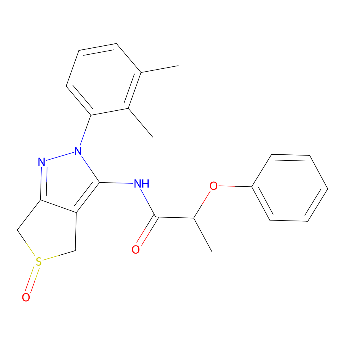 N-[2-(2,3-dimethylphenyl)-5-oxo-4,6-dihydrothieno[3,4-c]pyrazol-3-yl]-2-phenoxypropanamide molecular structure, CAS 1007476-43-8