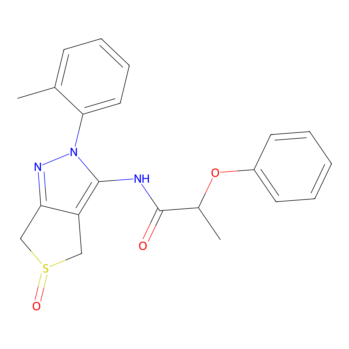 N-(5-oxido-2-(o-tolyl)-4,6-dihydro-2H-thieno[3,4-c]pyrazol-3-yl)-2-phenoxypropanamide molecular structure, CAS 1007476-47-2