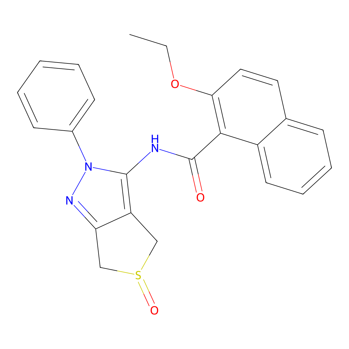 2-ethoxy-N-(5-oxo-2-phenyl-4,6-dihydrothieno[3,4-c]pyrazol-3-yl)naphthalene-1-carboxamide molecular structure, CAS 1007476-51-8