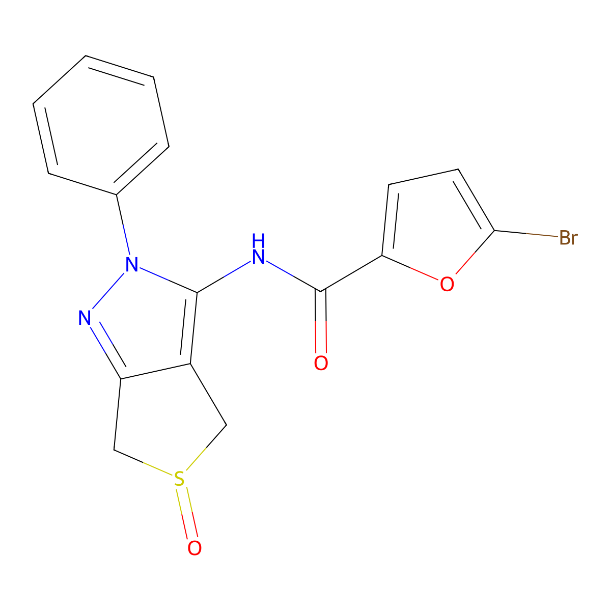 5-bromo-N-(5-oxo-2-phenyl-4,6-dihydrothieno[3,4-c]pyrazol-3-yl)furan-2-carboxamide molecular structure, CAS 1007476-60-9