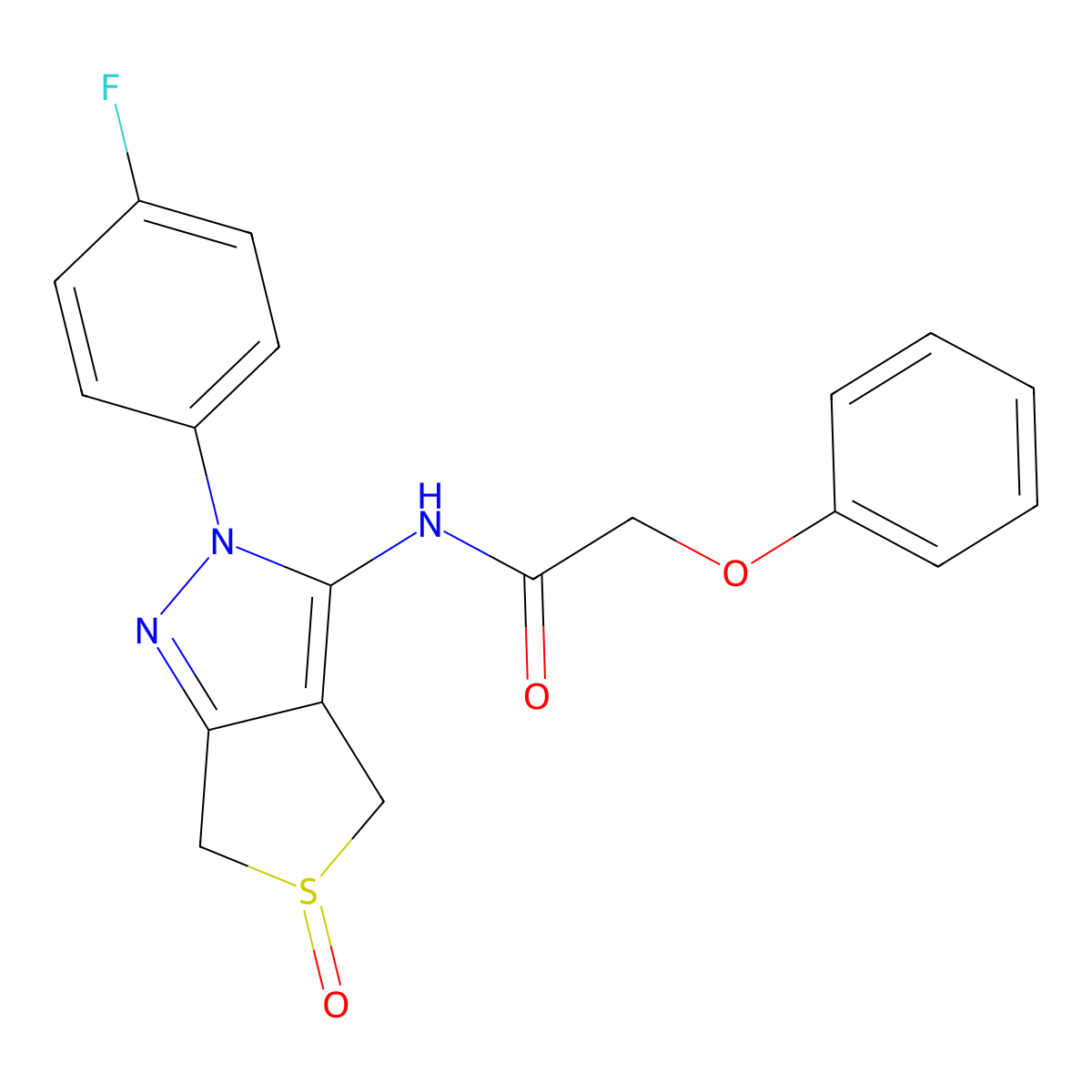 N-(2-(4-fluorophenyl)-5-oxido-4,6-dihydro-2H-thieno[3,4-c]pyrazol-3-yl)-2-phenoxyacetamide molecular structure, CAS 1007477-22-6