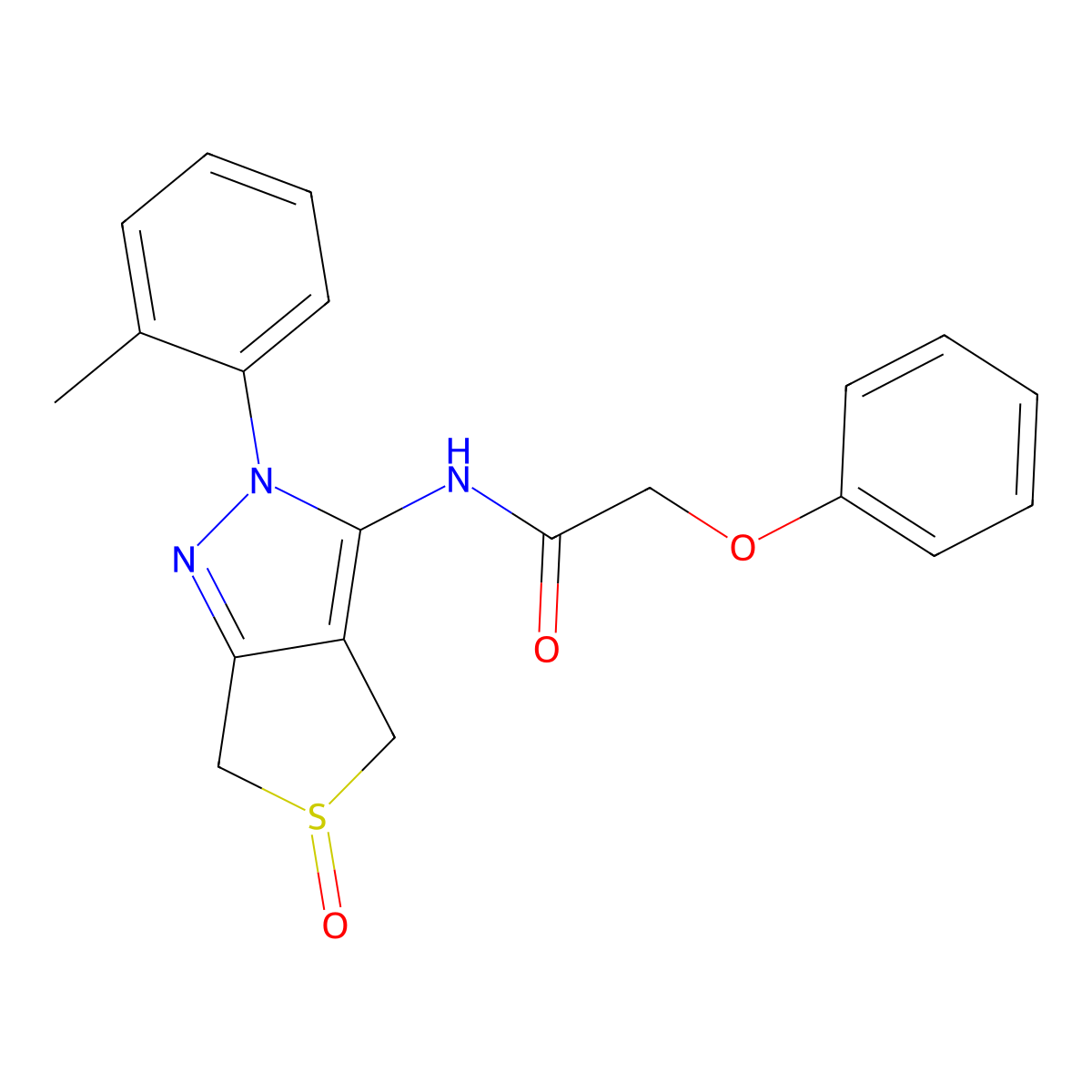 N-[2-(2-methylphenyl)-5-oxo-4,6-dihydrothieno[3,4-c]pyrazol-3-yl]-2-phenoxyacetamide molecular structure, CAS 1007477-31-7