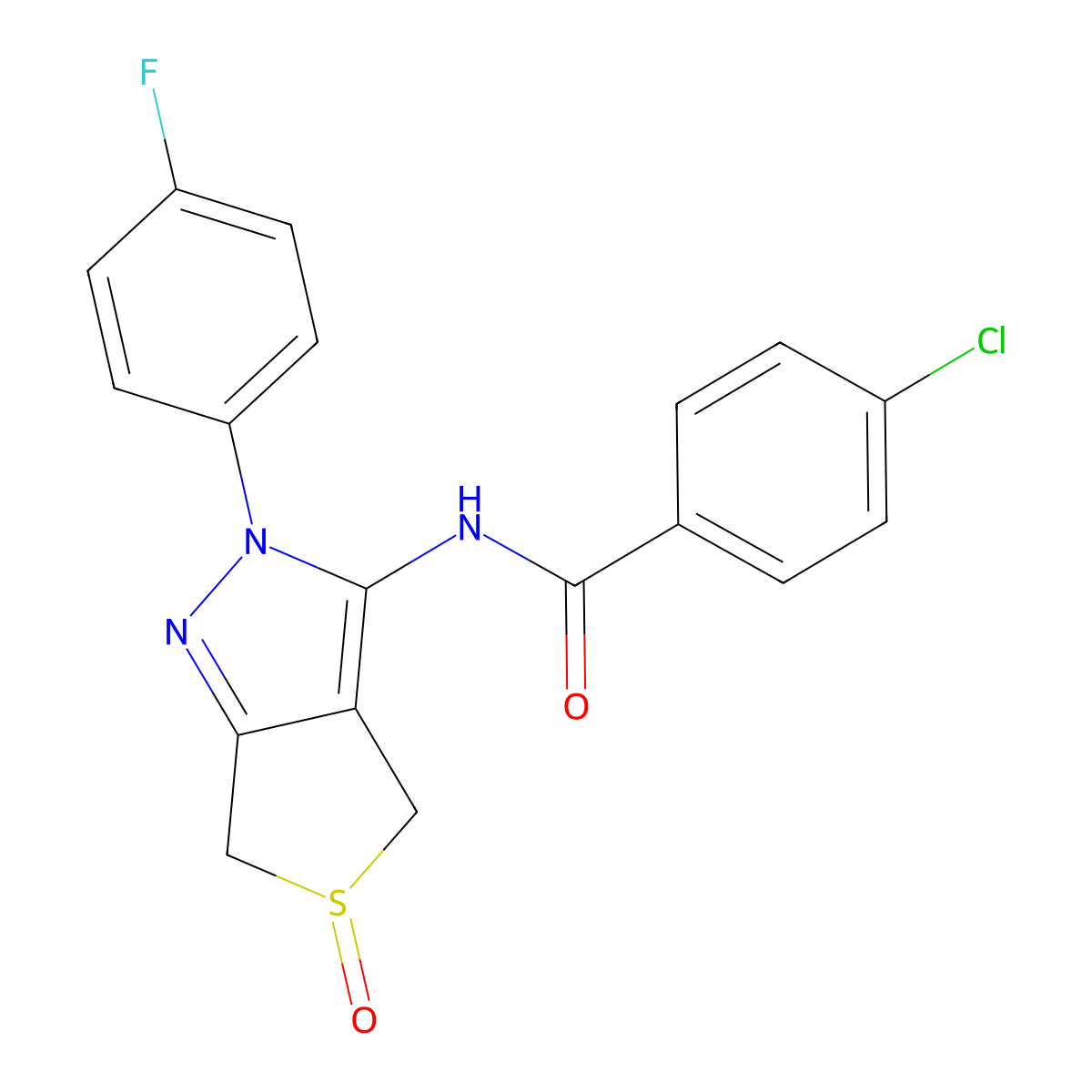 4-chloro-N-[2-(4-fluorophenyl)-5-oxo-4,6-dihydrothieno[3,4-c]pyrazol-3-yl]benzamide molecular structure, CAS 1007478-72-9