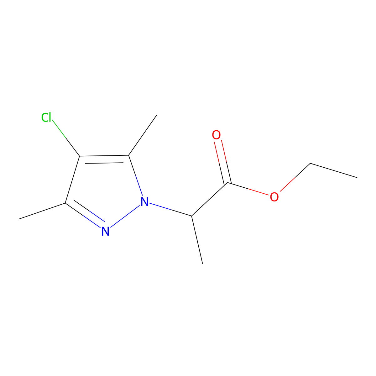 ethyl 2-(4-chloro-3,5-dimethyl-1H-pyrazol-1-yl)propanoate molecular structure, CAS 1007487-54-8