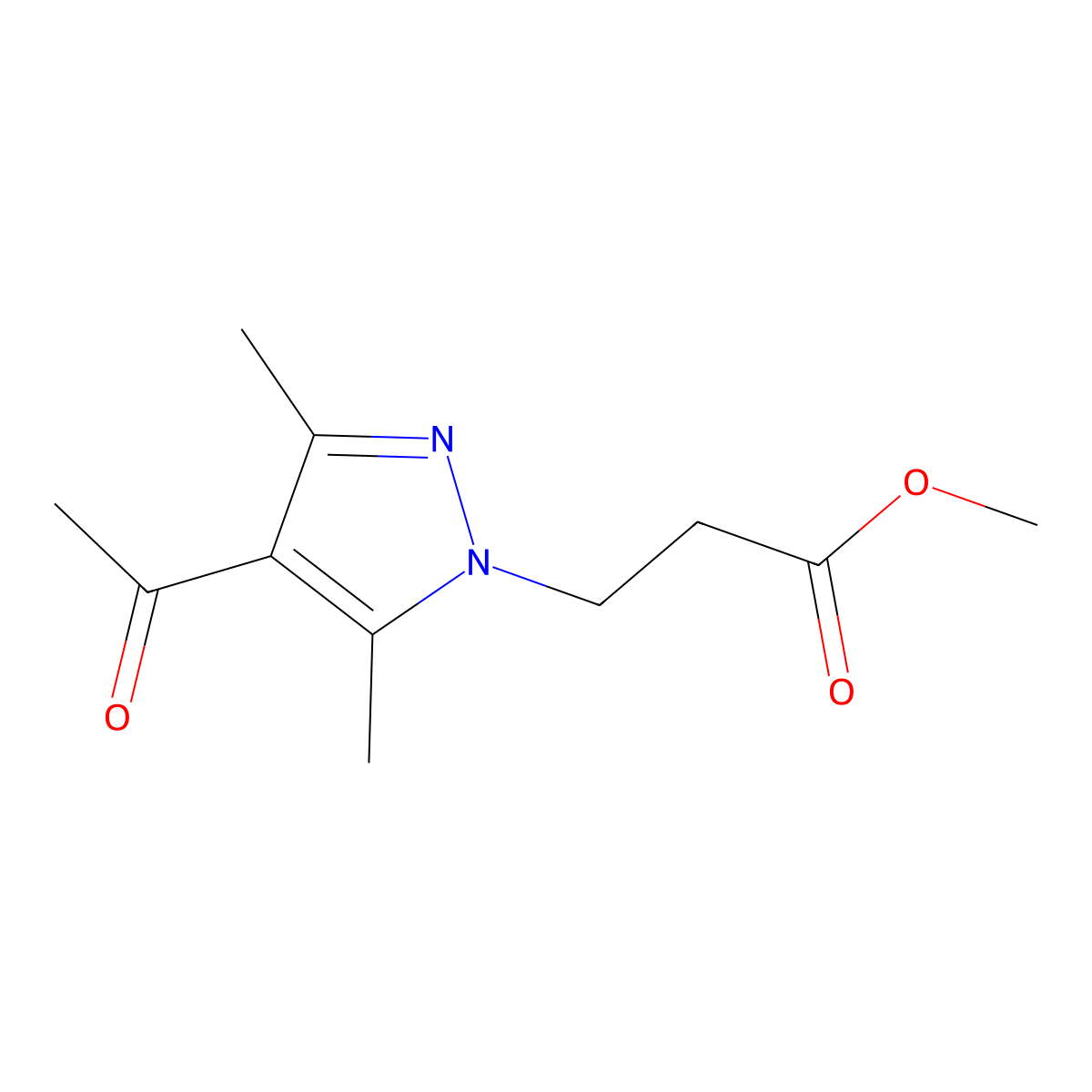 Methyl 3-(4-acetyl-3,5-dimethyl-1H-pyrazol-1-yl)propanoate molecular structure, CAS 1007488-10-9