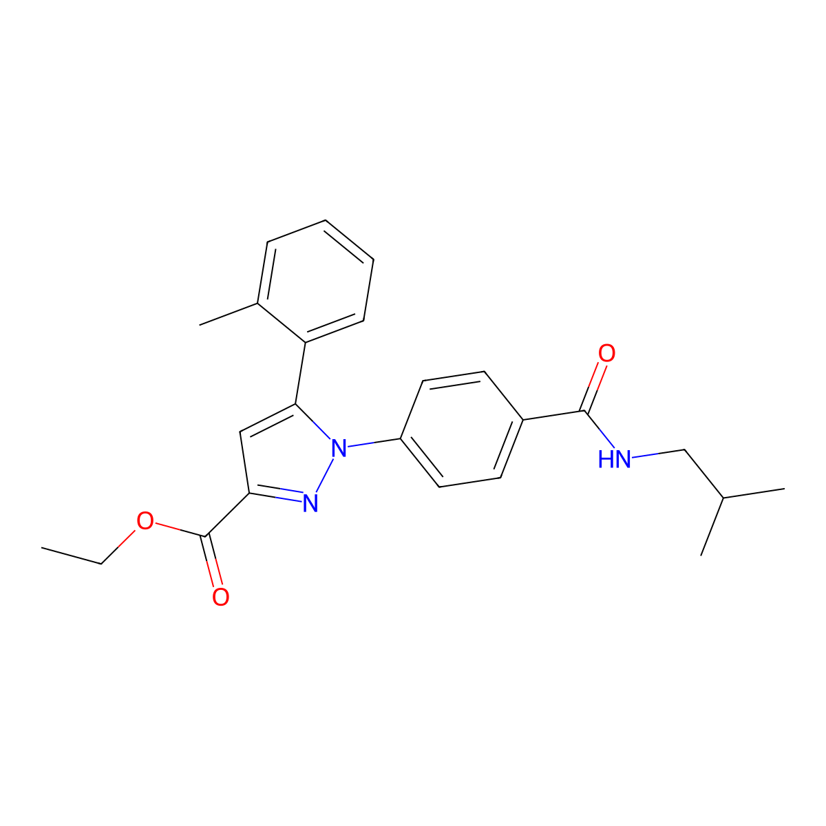 ethyl 1-{4-[(isobutylamino)carbonyl]phenyl}-5-(2-methylphenyl)-1H-pyrazole-3-carboxylate molecular structure, CAS 1007488-30-3
