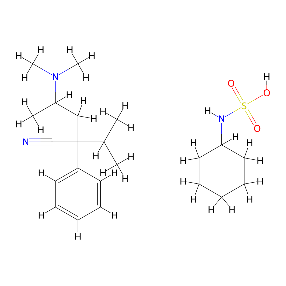Sulfamic acid, N-cyclohexyl-, compd. with alpha-(2-(dimethylamino)propyl)-alpha-(1-methylethyl)benzeneacetonitrile (1:1) molecular structure, CAS 10075-36-2