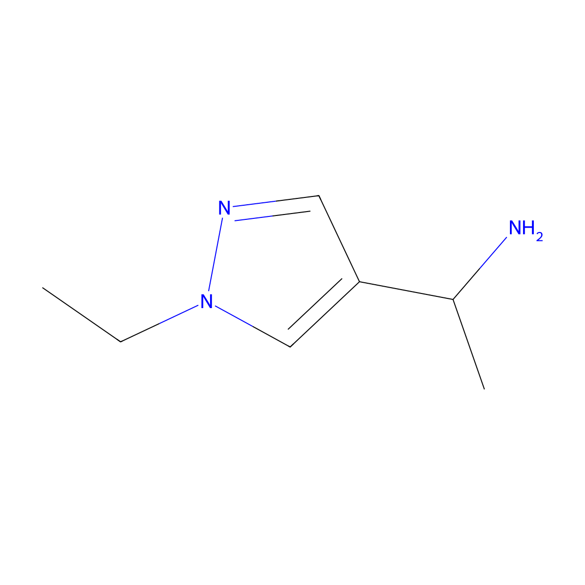 1-(1-ethyl-1H-pyrazol-4-yl)ethan-1-amine molecular structure, CAS 1007500-73-3
