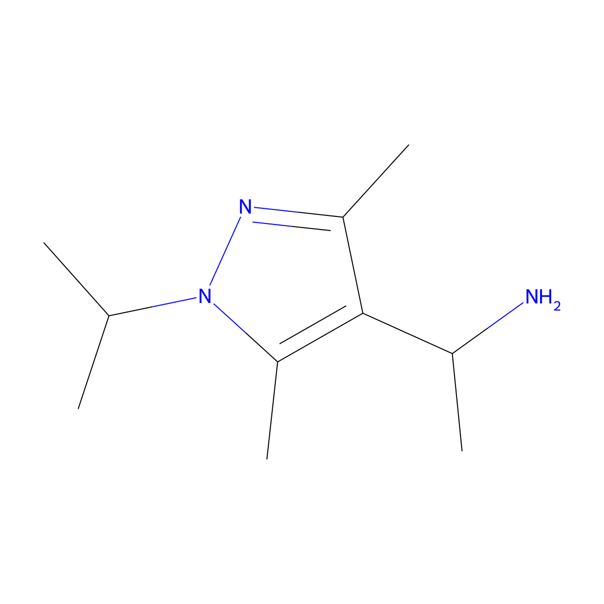 1-[3,5-dimethyl-1-(propan-2-yl)-1H-pyrazol-4-yl]ethan-1-amine molecular structure, CAS 1007501-10-1