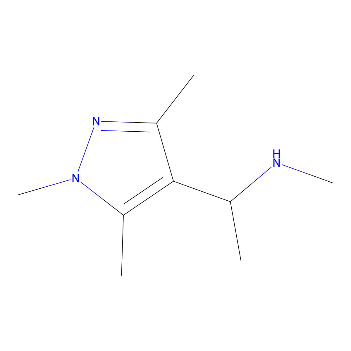 N-methyl-1-(1,3,5-trimethyl-1H-pyrazol-4-yl)ethanamine molecular structure, CAS 1007501-25-8