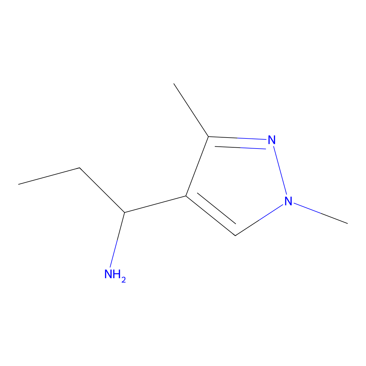 [1-(1,3-dimethyl-1H-pyrazol-4-yl)propyl]amine molecular structure, CAS 1007501-63-4