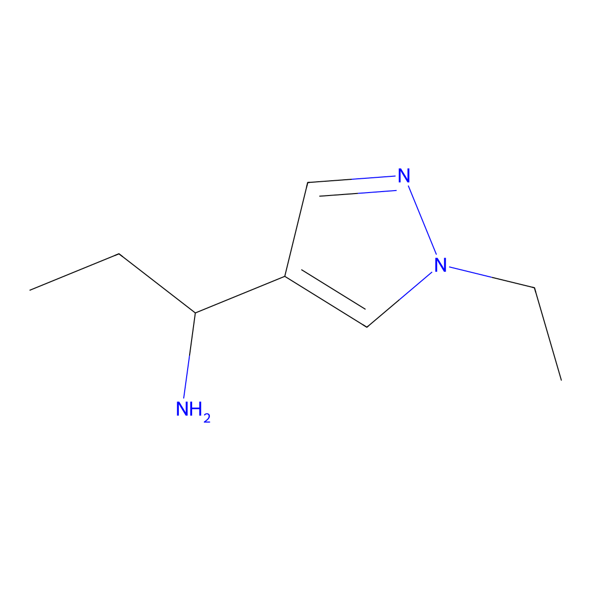 1-(1-ethyl-1H-pyrazol-4-yl)propan-1-amine molecular structure, CAS 1007501-72-5