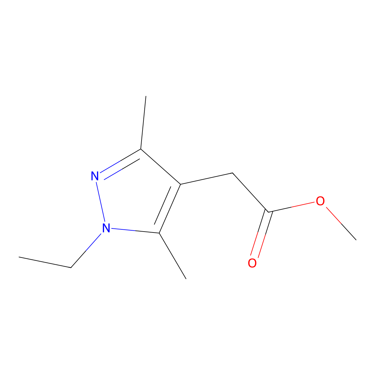 methyl 2-(1-ethyl-3,5-dimethyl-1H-pyrazol-4-yl)acetate molecular structure, CAS 1007502-22-8