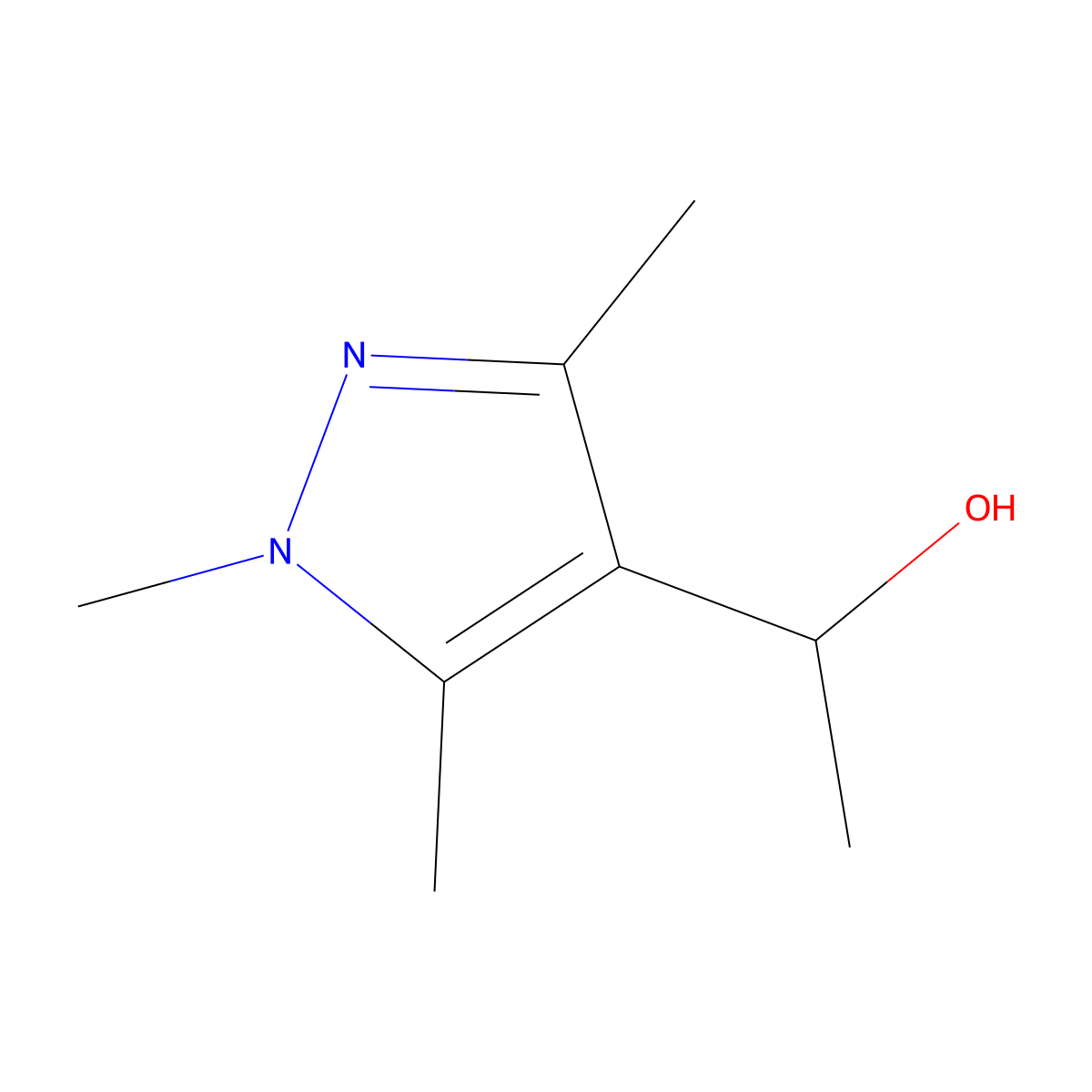 1-(1,3,5-trimethyl-1H-pyrazol-4-yl)ethan-1-ol molecular structure, CAS 1007504-11-1