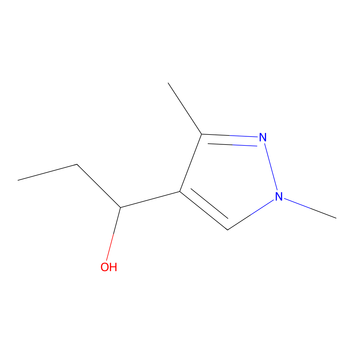 1-(1,3-dimethyl-1H-pyrazol-4-yl)propan-1-ol molecular structure, CAS 1007504-51-9