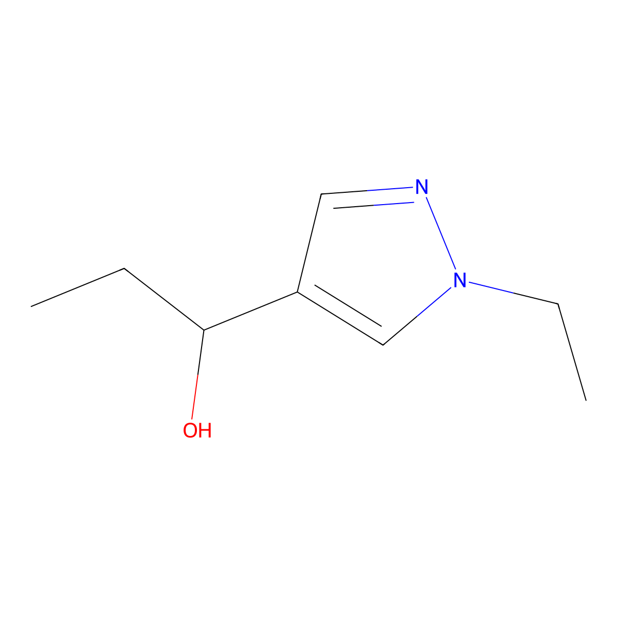 1-(1-ethyl-1H-pyrazol-4-yl)propan-1-ol molecular structure, CAS 1007504-64-4