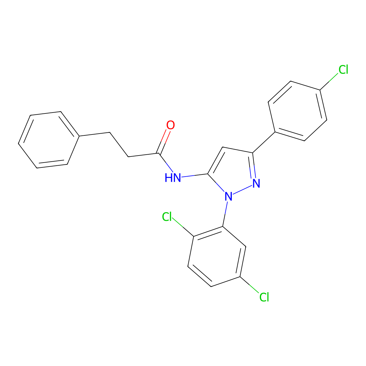 N~1~-[3-(4-chlorophenyl)-1-(2,5-dichlorophenyl)-1H-pyrazol-5-yl]-3-phenylpropanamide molecular structure, CAS 1007504-68-8