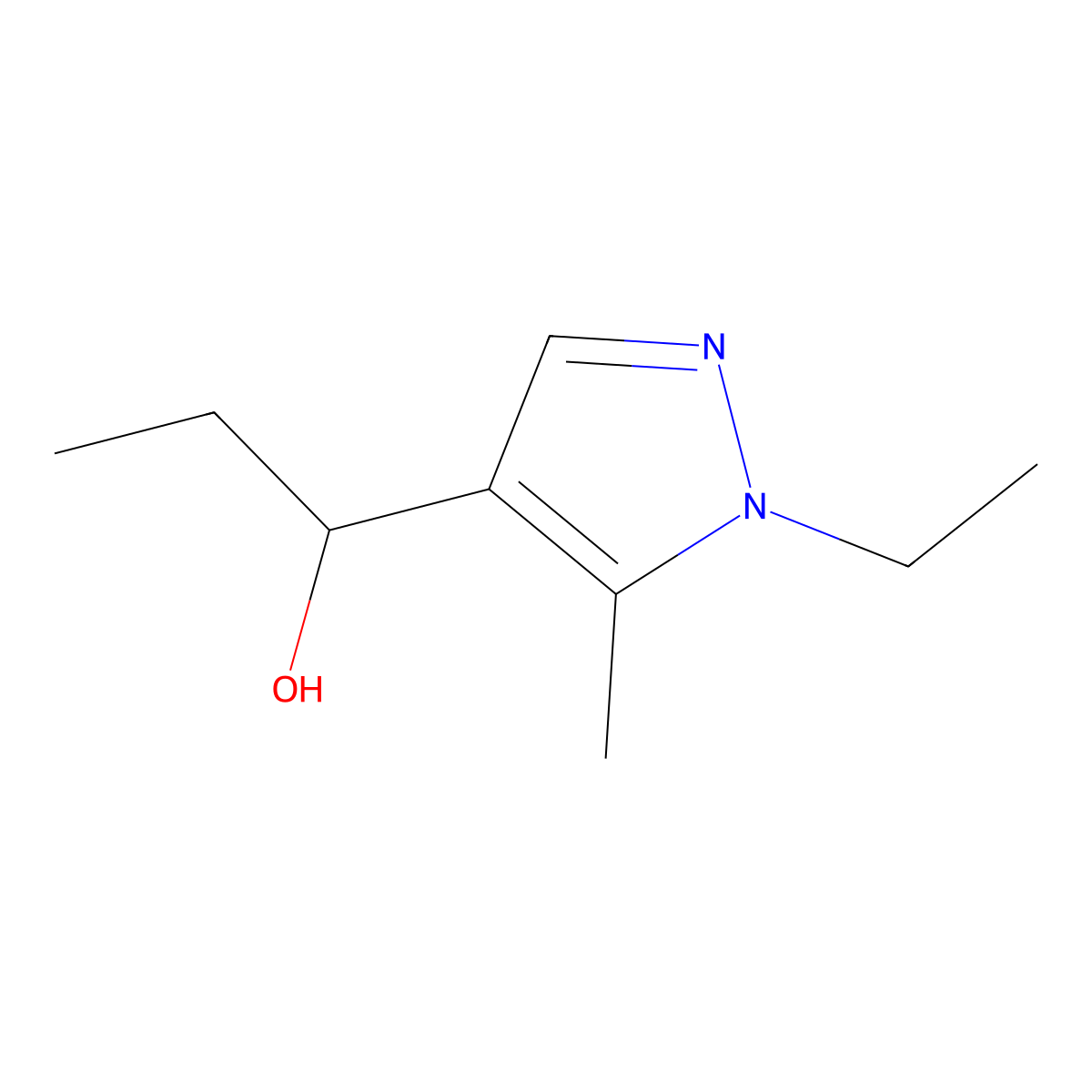 1-(1-ethyl-5-methyl-1H-pyrazol-4-yl)propan-1-ol molecular structure, CAS 1007504-69-9