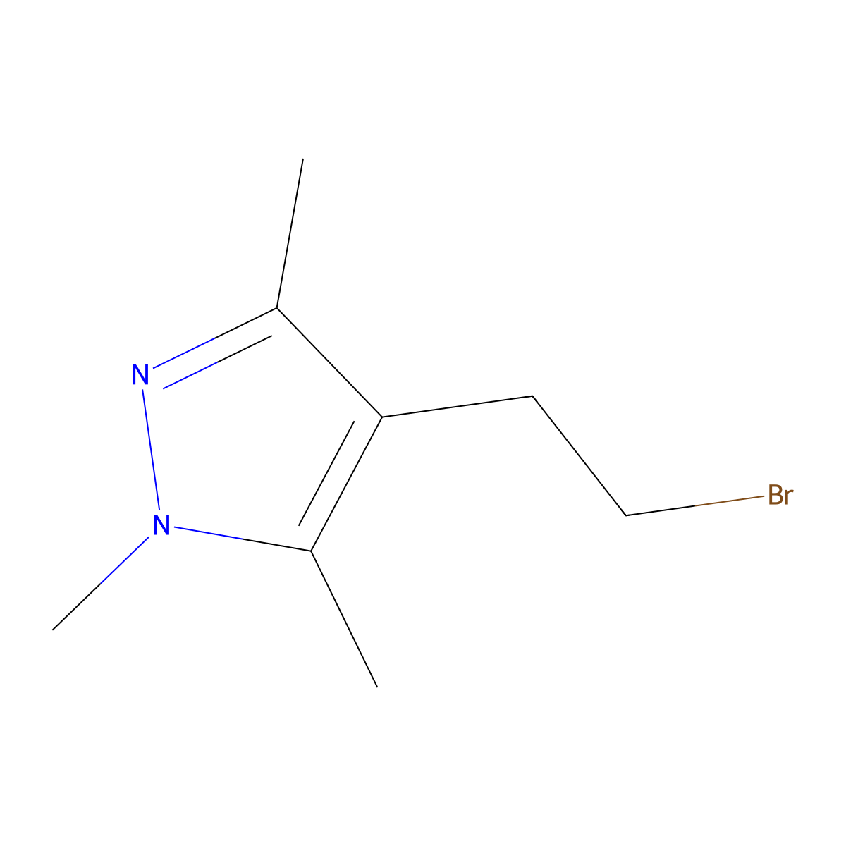 4-(2-bromoethyl)-1,3,5-trimethyl-1H-pyrazole molecular structure, CAS 1007505-04-5