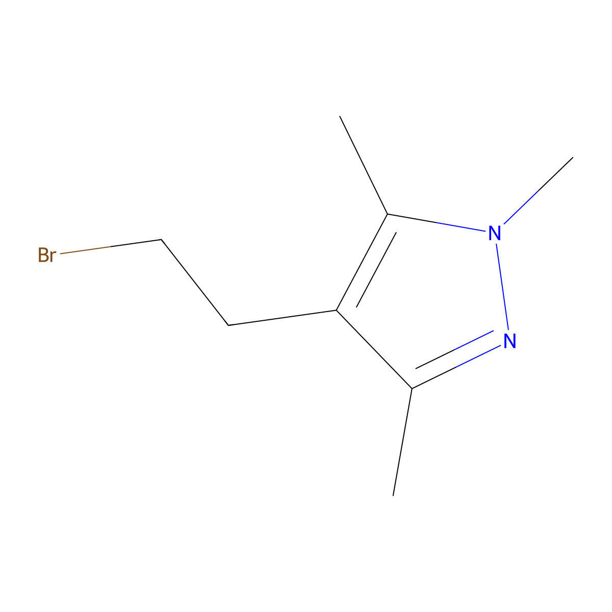 4-(2-bromoethyl)-1,3,5-trimethyl-1H-pyrazole molecular structure, CAS 1007505-04-5