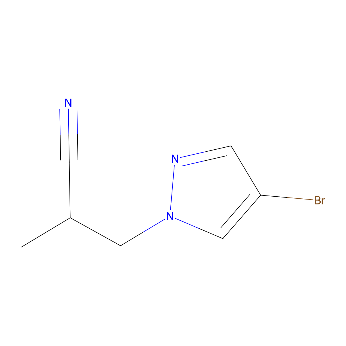 3-(4-Bromopyrazol-1-yl)-2-methylpropanenitrile molecular structure, CAS 1007513-47-4
