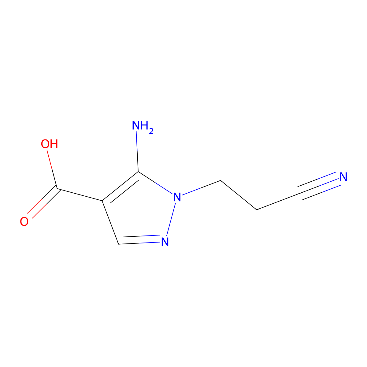 5-amino-1-(2-cyanoethyl)-1H-pyrazole-4-carboxylic acid molecular structure, CAS 1007513-71-4
