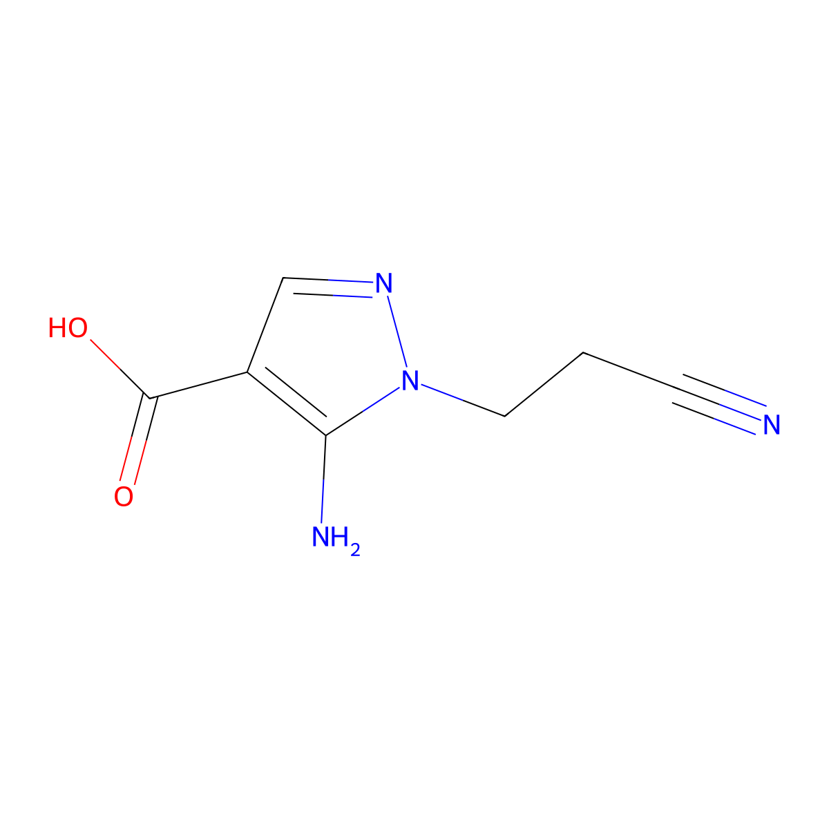 5-amino-1-(2-cyanoethyl)-1H-pyrazole-4-carboxylic acid molecular structure, CAS 1007513-71-4