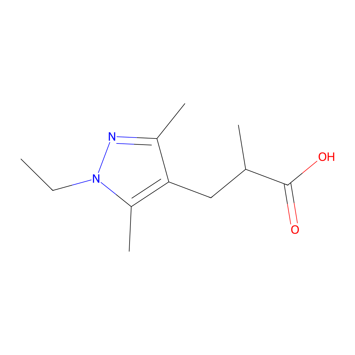 3-(1-Ethyl-3,5-dimethyl-1h-pyrazol-4-yl)-2-methylpropanoic acid molecular structure, CAS 1007514-82-0