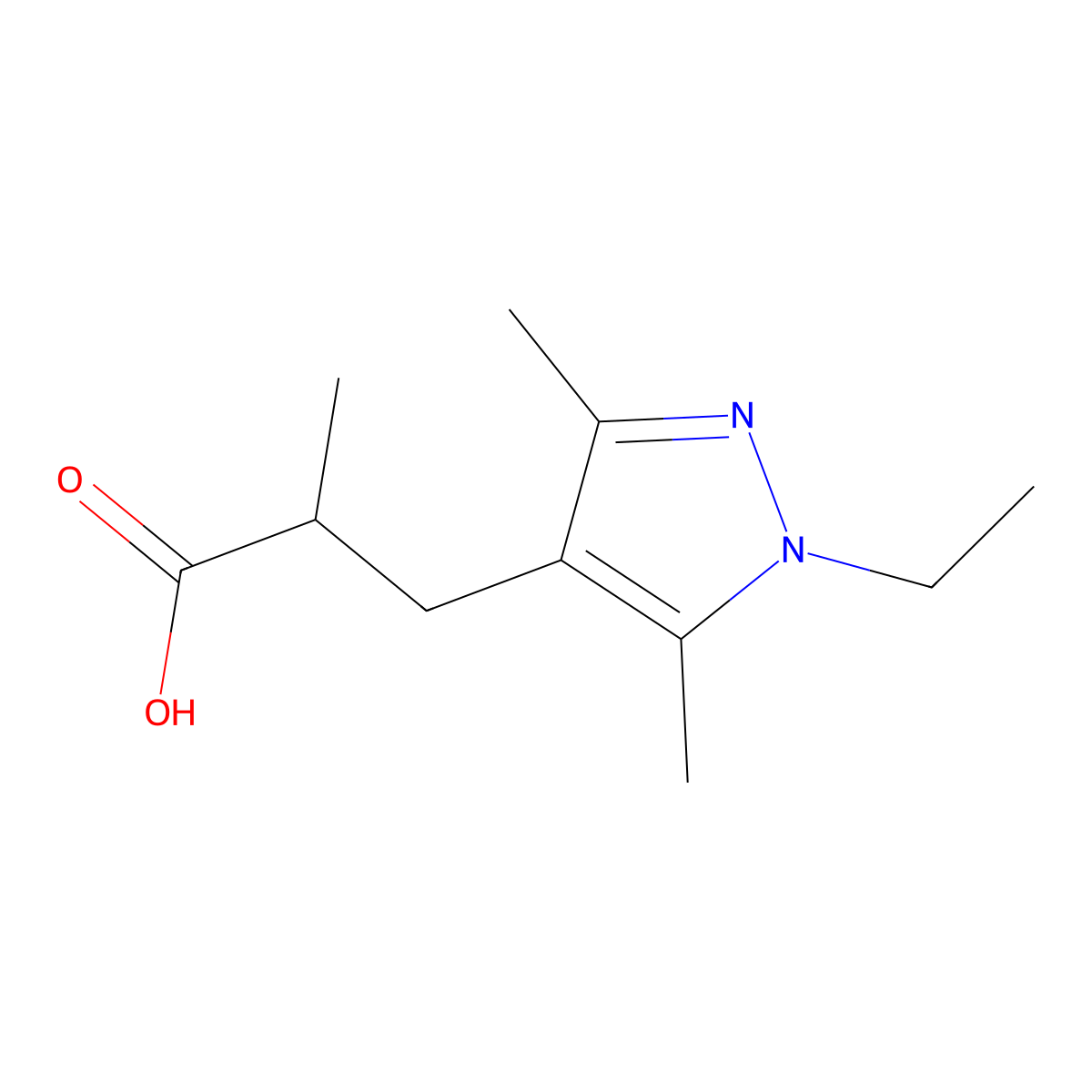 3-(1-Ethyl-3,5-dimethyl-1h-pyrazol-4-yl)-2-methylpropanoic acid molecular structure, CAS 1007514-82-0