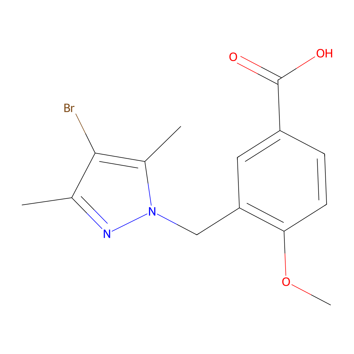 3-[(4-bromo-3,5-dimethyl-1H-pyrazol-1-yl)methyl]-4-methoxybenzoic acid molecular structure, CAS 1007515-16-3