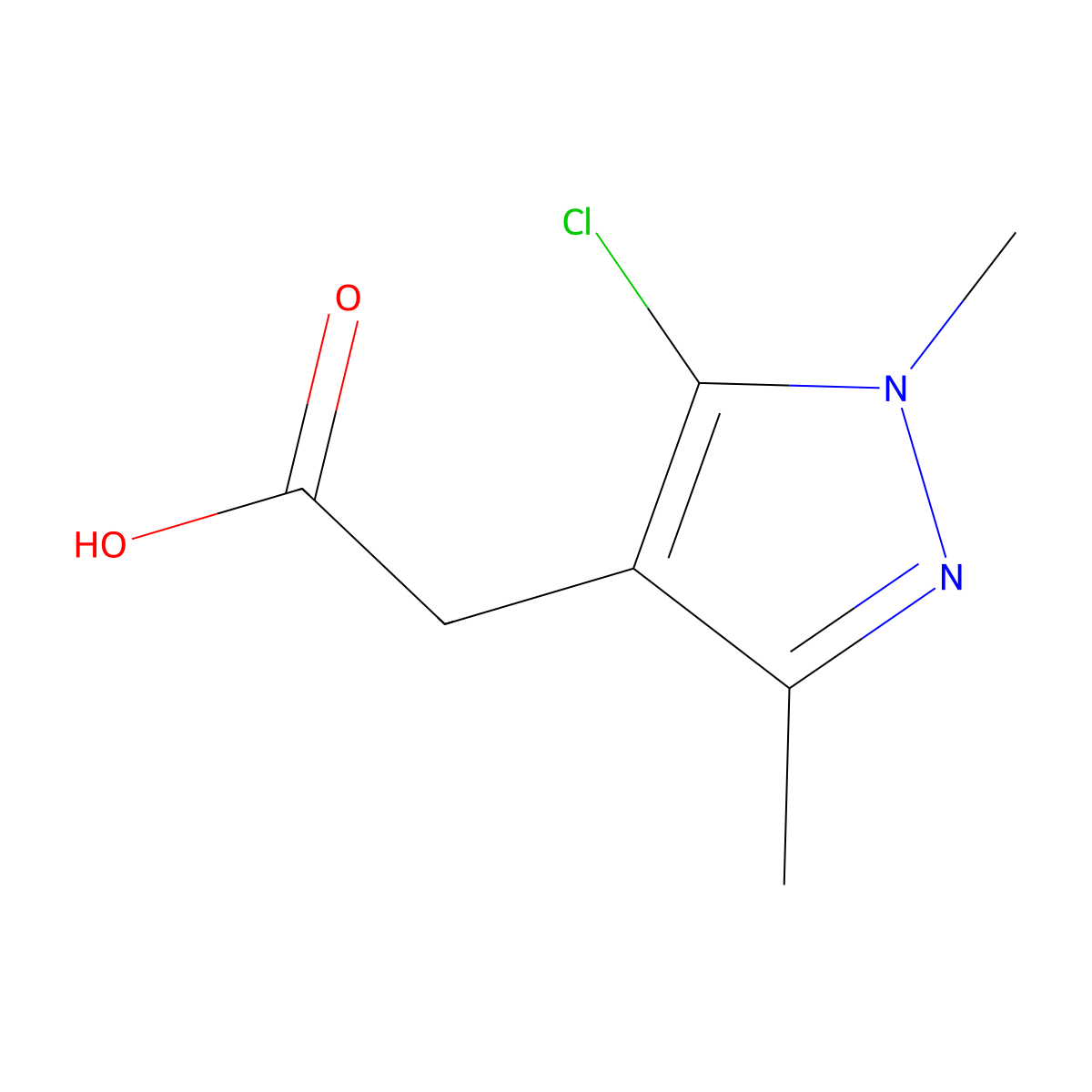 2-(5-chloro-1,3-dimethyl-1H-pyrazol-4-yl)acetic acid molecular structure, CAS 1007515-41-4