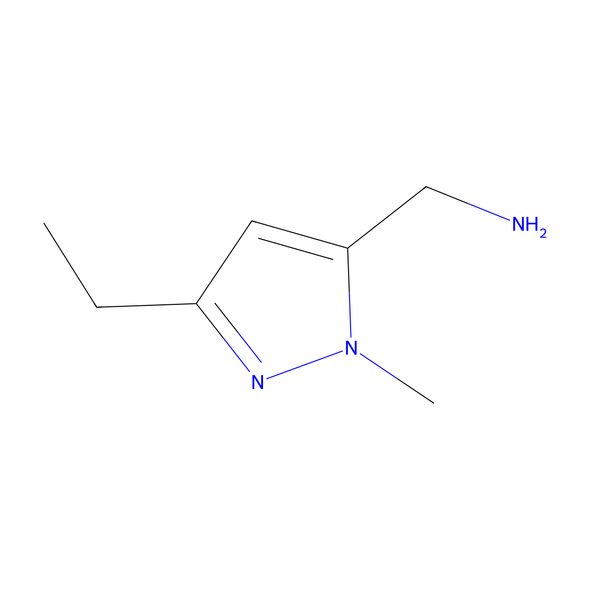 (3-Ethyl-1-methyl-1H-pyrazol-5-yl)methanamine molecular structure, CAS 1007516-74-6